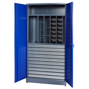 Küpper Materialschrank Modell 70887, 10 Schubladen, 5 Auszüge, Doppeltür, 910 mm