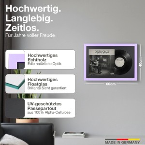 2er Set K-Möbel Schallplattenrahmen Flieder 40x60 mit Passepartout für Vinyl & Cover