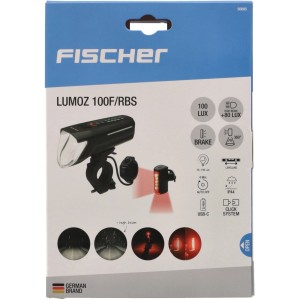 Fischer Lumoz 180F/RBS Fahrradbeleuchtung Set, bestehend aus Front- und Rückleuchte.