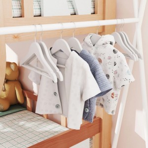 Songmics Kinderkleiderbügel-Set Cason Holz Weiß 20-teilig