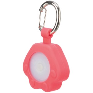 Pinker Jollypaw Flasher USB für Hundehalsband, Pfotenform mit Karabiner, sorgt für Sichtbarkeit im Dunkeln.