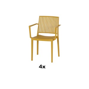 Siena Garden Stapelsessel-Set Lane, 4-teilig, Mustard. Stapelstühle aus Polypropylen, glasfaserverstärkt.