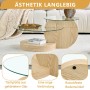 okwish Couchtisch mit Glas und Zwei Ebenen für Wohnzimmer 90x70x44 cm Natur_7