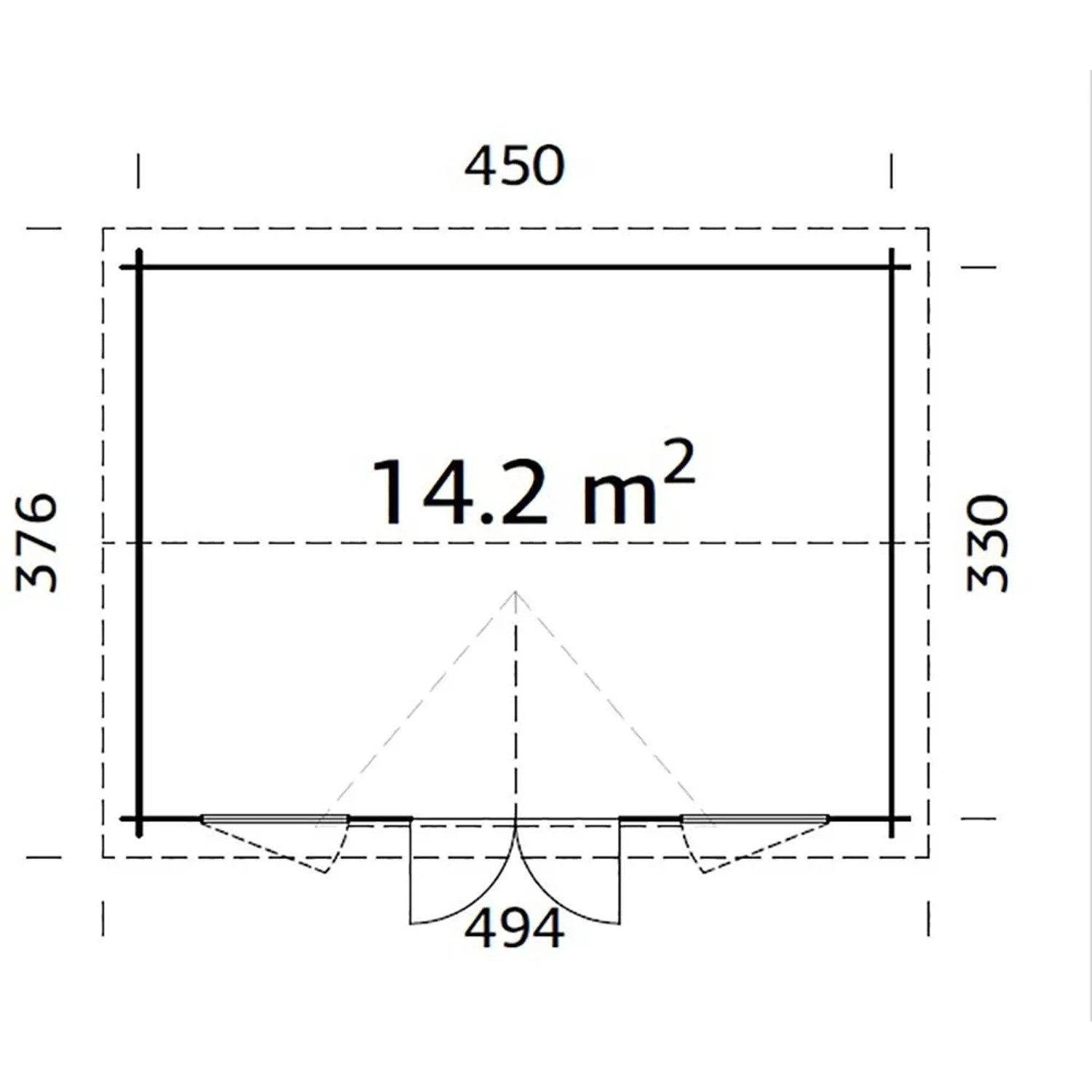 Palmako Gartenhaus Claudia 450 x 330 cm Tauchgrundiert Grau FSC®_6
