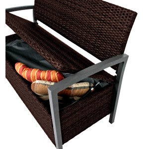 Park-Truhen-Gartenbank Ferrara, 2-Sitzer, Coffee, mit Stauraum für Gartenutensilien.