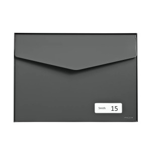 Grauer MEFA Briefkasten Letter 113 im modernen Design, Ansicht von vorn.