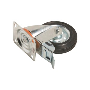 Transport-Lenkrolle mit Gummirad, Feststeller, Ø 160mm, 150kg Traglast.