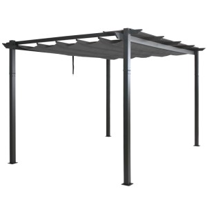 Anthrazitfarbene MCW Pergola N93 3x4m mit Schiebedach, ideal als Sonnenschutz.