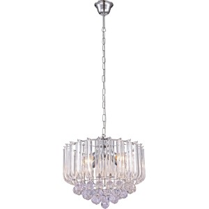 Globo Kronleuchter MINNESOTA Chrom mit klaren Acrylkristallen, 4xE14 Fassungen.