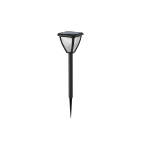 Schwarze Philips Solar-Wegeleuchte Spiess Vapora mit Erdspieß und Tageslichtsensor.