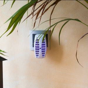 Gardigo Insektenvernichter-Stecker im Einsatz, Insektenschutzzubehör für Steckdose mit UV-Licht.