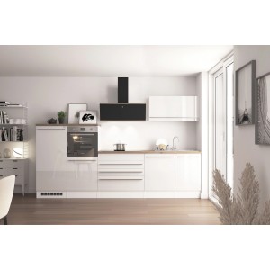 Respekta Küchen-Doppelblock Gabriel 320 cm Weiß Hochglanz Wildeiche Nachbildung