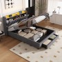 okwish Polsterbett mit Bettkasten LED-Licht Kinderzimmer mit Matratze 140x200cm Grau_2