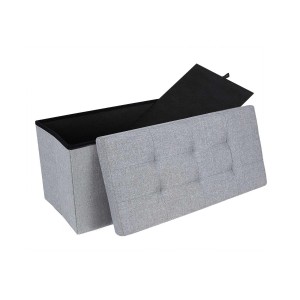 Offene, graue Songmics Schuhbank mit Stauraum, gepolstert, 38x76x38 cm.