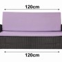 Lila Gartenkissen-Set (120x50x50 cm) für 2-Sitzer Polyrattan Gartensofa.