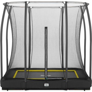 Schwarzes Salta Comfort Edition Bodentrampolin 214x153 cm mit Sicherheitsnetz.