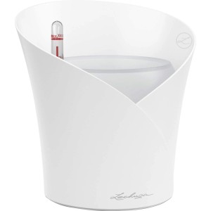 Weißer, matter Lechuza Orchidea Color Pflanztopf (Ø 18 cm) mit Wasserstandsanzeige für Orchideen.