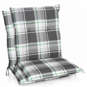 2er Set Beautissu Sunny MK Niedriglehner Auflagen 100x50 cm, mintgrün kariert.