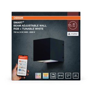 Osram Außenwandleuchte SMART Mat Beam Schwarz 10 cm x 10,5 cm x 10 cm RGB+TW