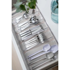 Transparenter SmartStore Compact Sort 20x10 Organizer für Küchenutensilien und mehr.