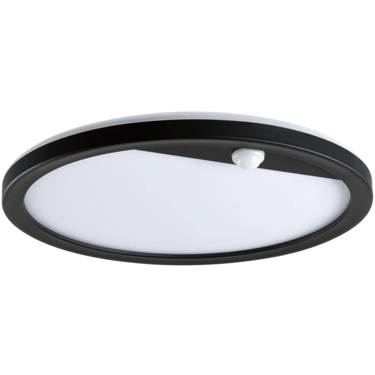 Runde Paulmann LED-Außendeckenleuchte Lamina mit PIR-Sensor, schwarz. Deckenlampe für den Außenbereich.