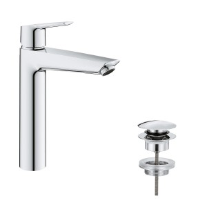 Grohe QuickFix Waschtischarmatur Start XL mit Zugstangen-Ablaufgarnitur in Chrom.