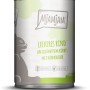 Mjamjam Katzen-Nassfutter mit Rind, Kürbis und Hühnerleber in einer 400g Dose.