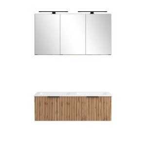 Held Möbel Waschtisch-Set Becken Weiß 200 x 120 x 47 cm Wildeiche 2-tlg.