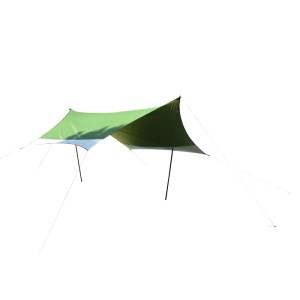 Leco Zeltplane 430x370 cm, grün-weiß, mit Tragetasche, als Sonnensegel oder Wetterschutz.