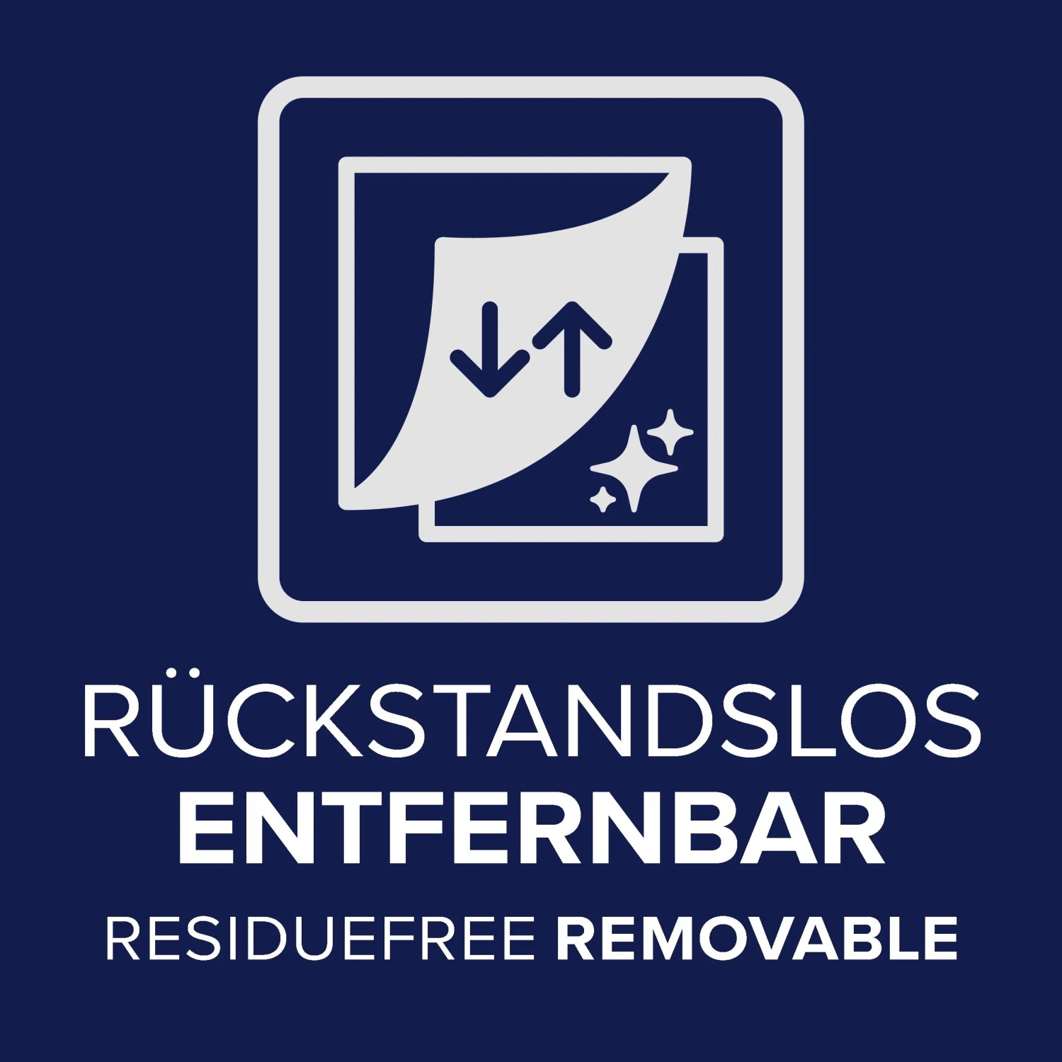 Symbol für rückstandslos entfernbares tesa Insect Stop Fliegengitter Fenster.