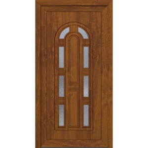 Roro Haustür OKE 1103 Kunststoff Weiß-Golden Oak 100 cm x 210 cm DIN L