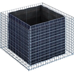 Eckiges Gabiona Gabionen-Hochbeet, 70x100x100 cm, Maschenweite 5x5 cm, Drahtkorb mit Vlies.