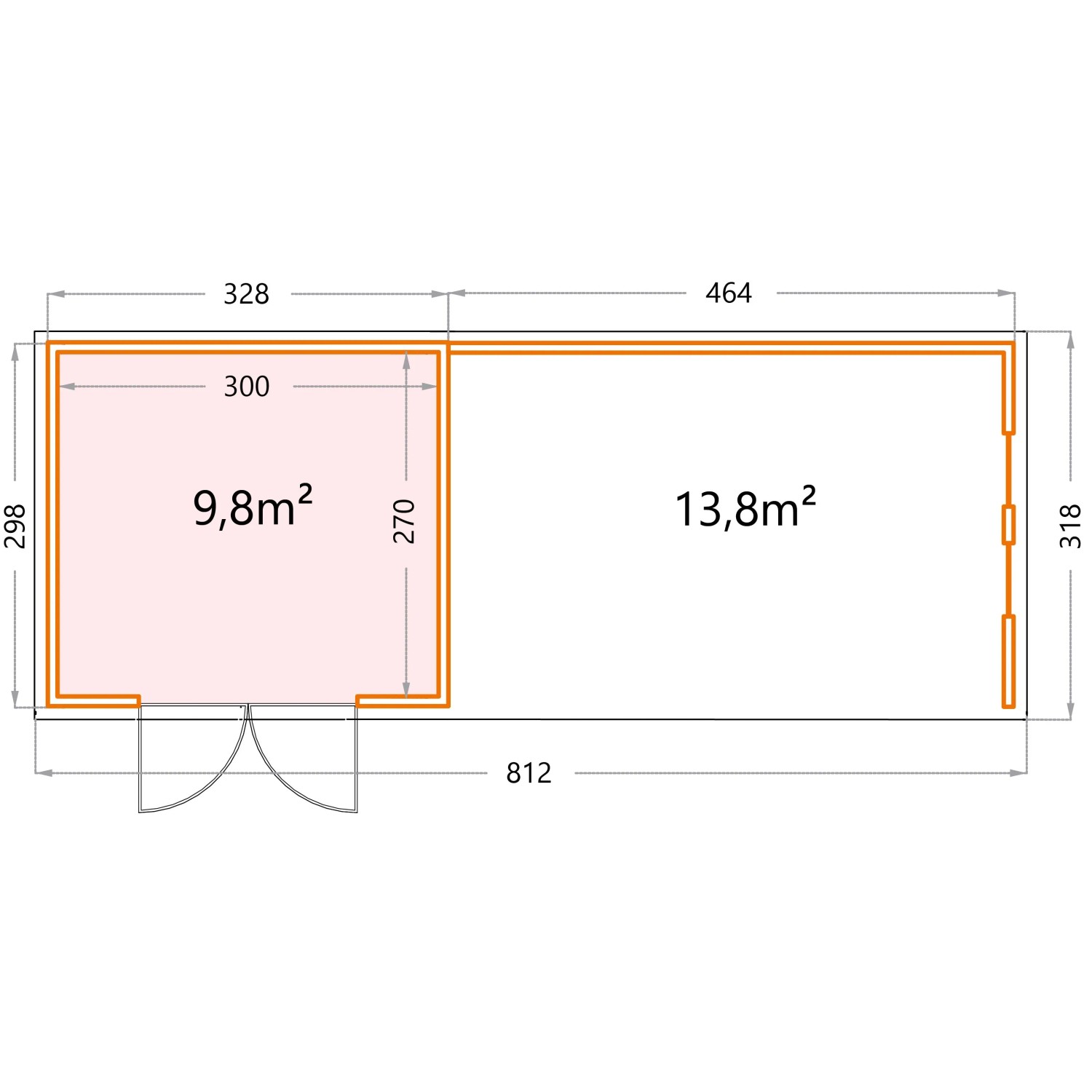 Gerätehaus Classico 3330 Lounge XL Rechts Fenster Weiße Ecken 792 x 298 cm Weiß_13