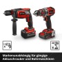 Einhell Akku-Bohrschrauber und Bohrhammer, rot/schwarz, für Schraub- und Bohrarbeiten.