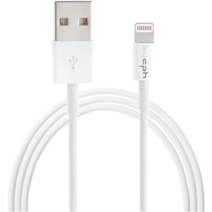 Weißes USB 2.0 Ladekabel mit Lightning Connector für Apple Geräte, 1 m lang.