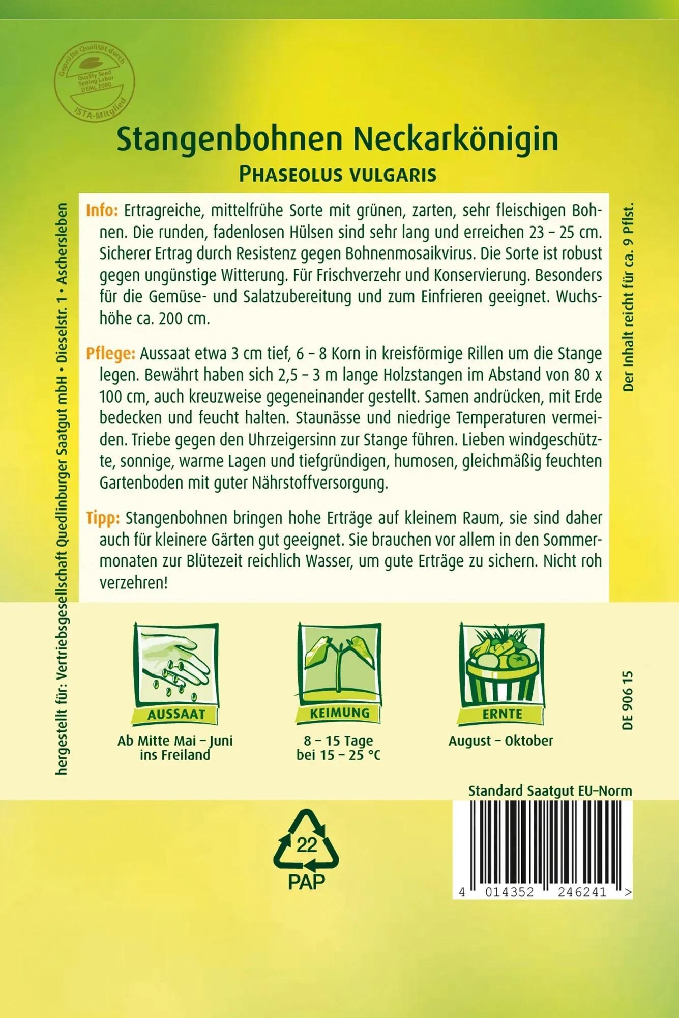 Bohnensamen - Bio-Stangenbohne (grüne Bohne, Weiß Produktbild-Vorschau 10