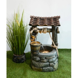 Garden Pleasure Brunnen Athene aus Polyresin und Fiberglas mit Pumpe und LED-Beleuchtung.