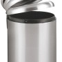 Wenko Tret-Mülleimer Leman, 20 l, Edelstahl mit geöffnetem Deckel.