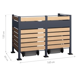 Westmann Mülltonnenverkleidung Planum für 2 Tonnen (je 240 l) in Holzoptik, Stahlgestell.