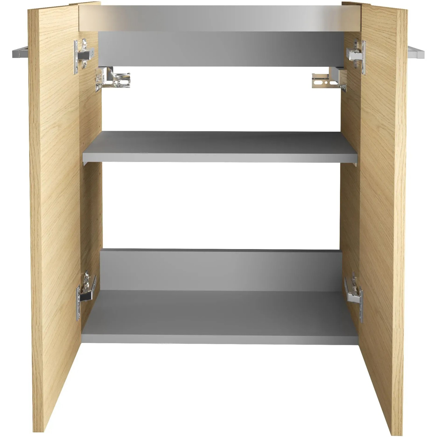 Offener Fackelmann Waschbeckenunterschrank SBC Sandeiche, 52 cm breit, mit Einlegeböden.