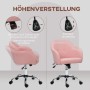 Rosa Homeoffice Bürostuhl aus Teddy-Fleece, höhenverstellbar und neigbar. Zeigt die Verstellfunktionen des Schreibtischsessels.