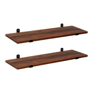 Songmics Schweberegal, 2er Set, 60 cm, braun-schwarz, für Bücher und Deko.