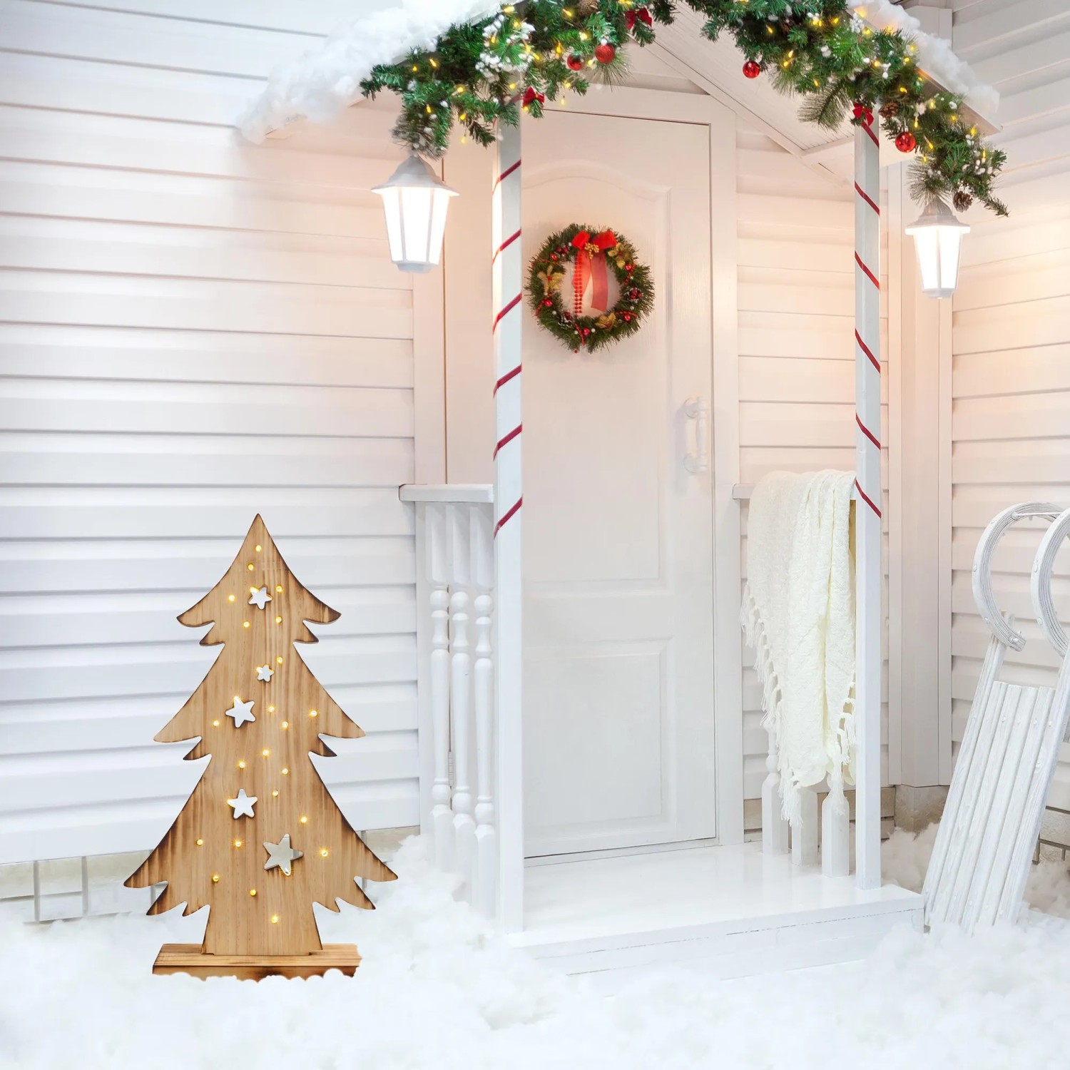 graue sessel Lounge Handmade LH-BEN Rote Weihnachtskugeln im Set