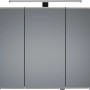 Pelipal Spiegelschrank Quantum 05, anthrazit, 85 cm breit, mit drei Spiegeltüren und Aufsatzleuchte.