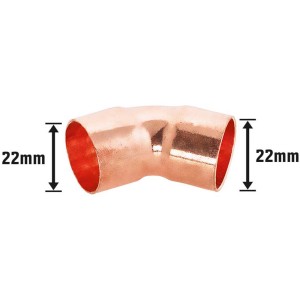 Löt-Bogen, Ø 22 mm, aus Kupfer, zur dauerhaften Verbindung von Kupferrohren.