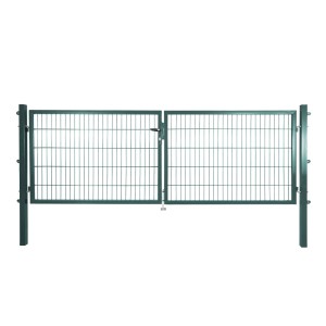Solid Doppeltor Stahl Grün mit Füllung für Doppelstabmatte 100 cm x 300 cm