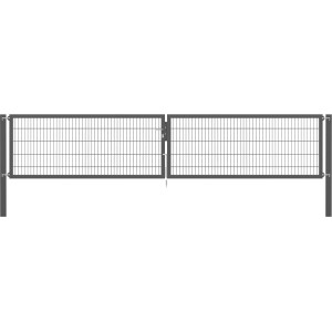 Doppeltor Flexo Plus, 500x100 cm, anthrazit, mit Pfosten. Gartenzaun Tor aus Stahl.