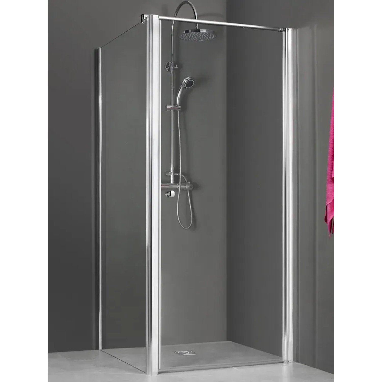 Breuer Elana Seitenwand, 75 cm, Weiß, Klarglas für Duschabtrennung.