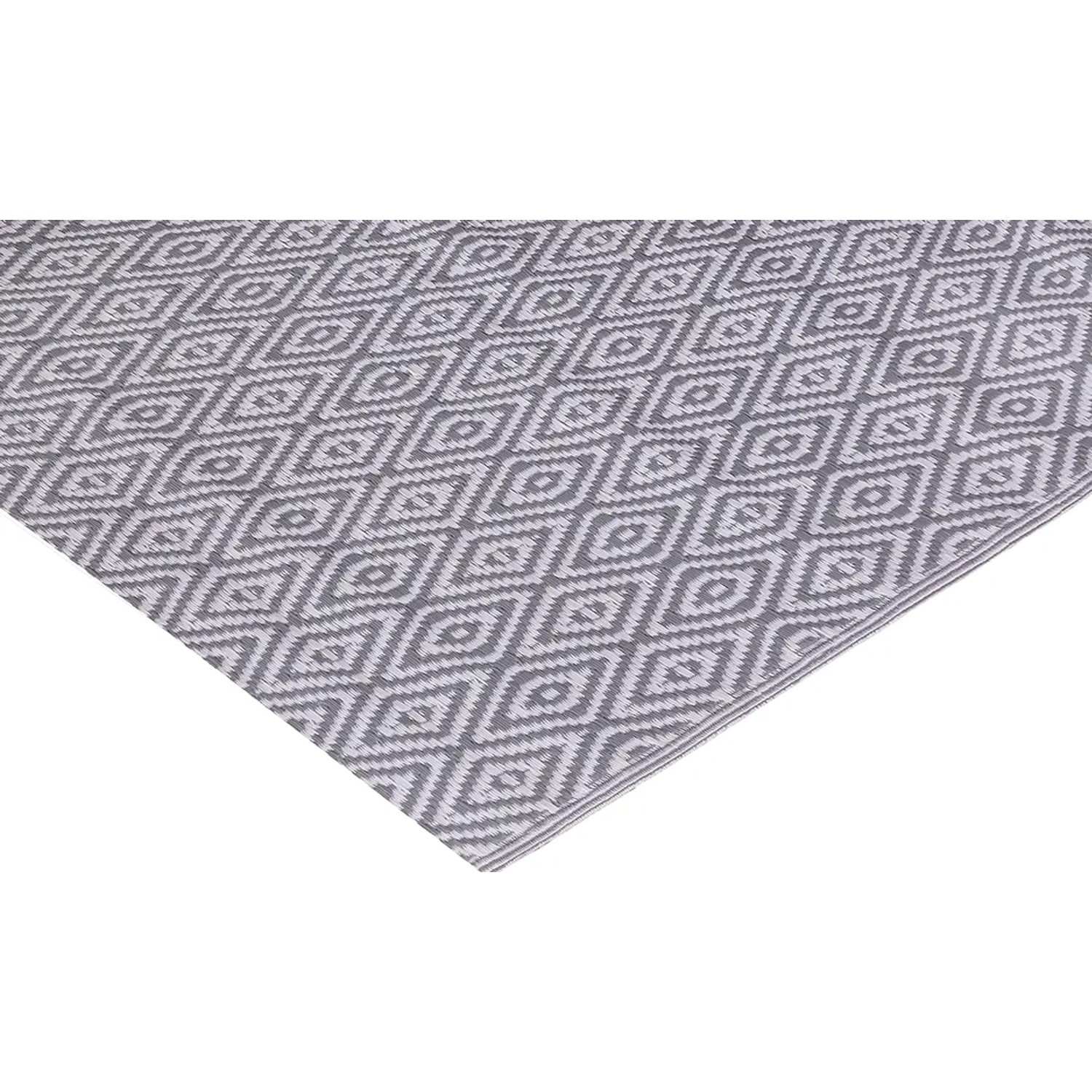 Outdoor-Teppich 120 cm x 180 cm Grau-Weiß Raute kaufen bei OBI