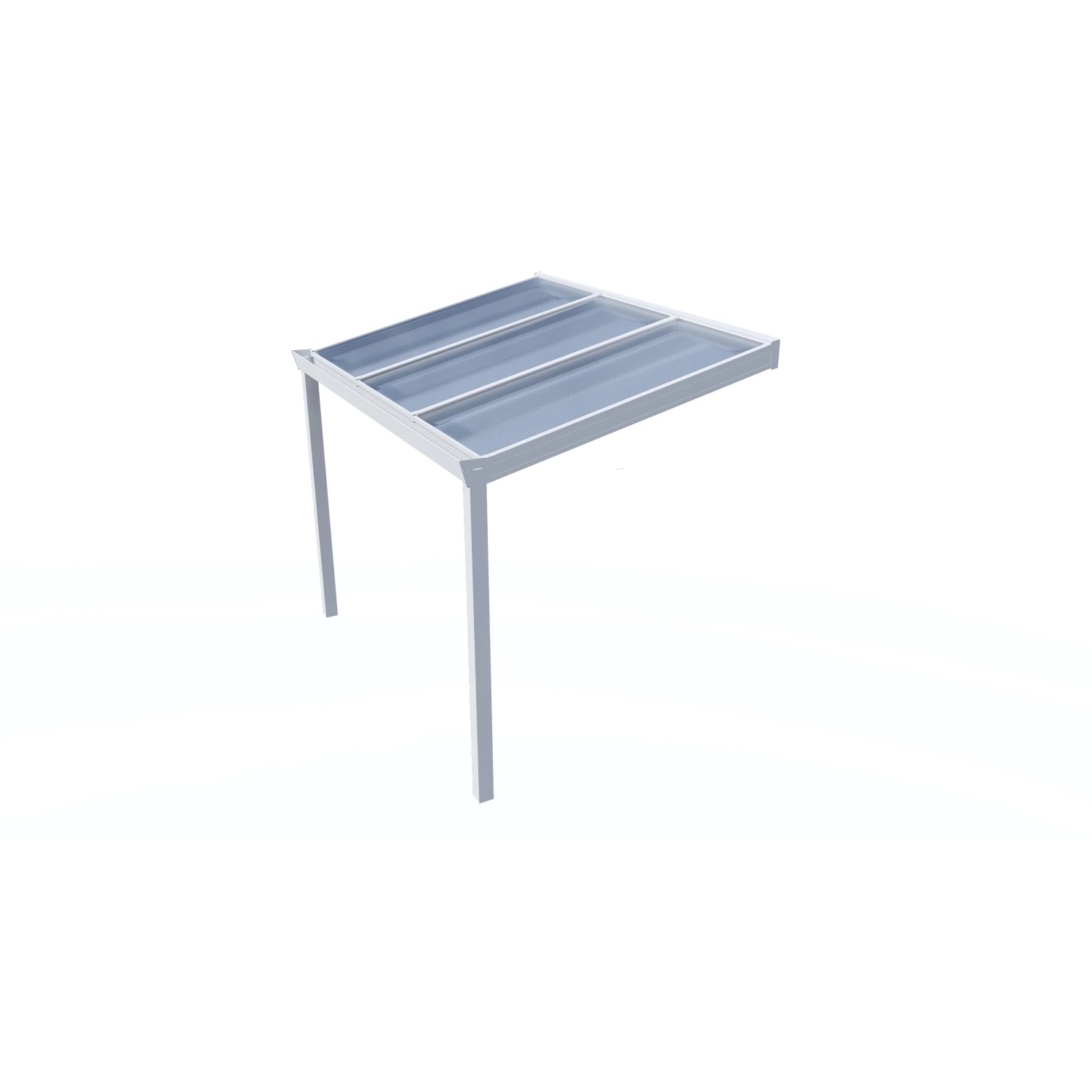 Weiße Terrassenüberdachung Professional, 300x200 cm, mit klarer PC-Verglasung.